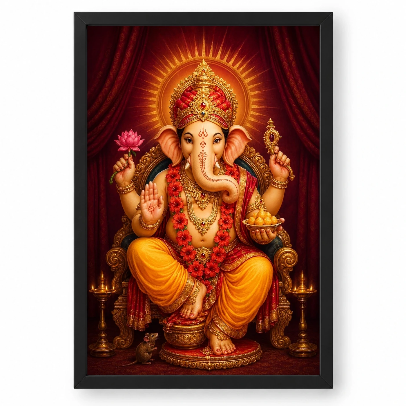 Ganpati Bappa — Royal Red Turban Festival Frame