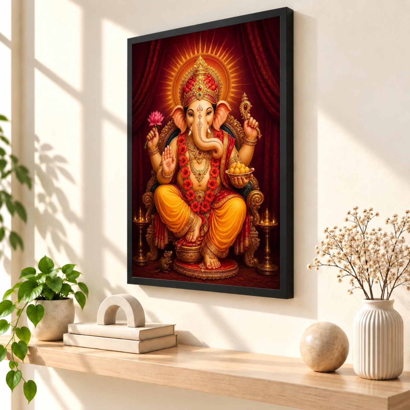 Ganpati Bappa — Royal Red Turban Festival Frame, view 2