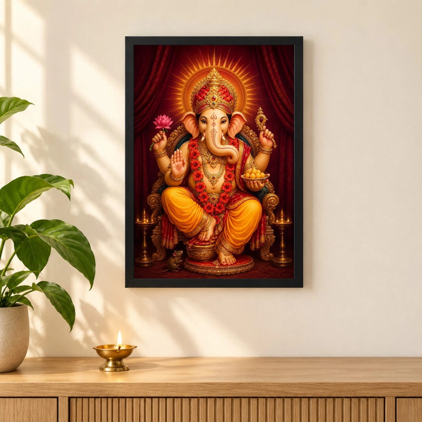 Ganpati Bappa — Royal Red Turban Festival Frame, view 3