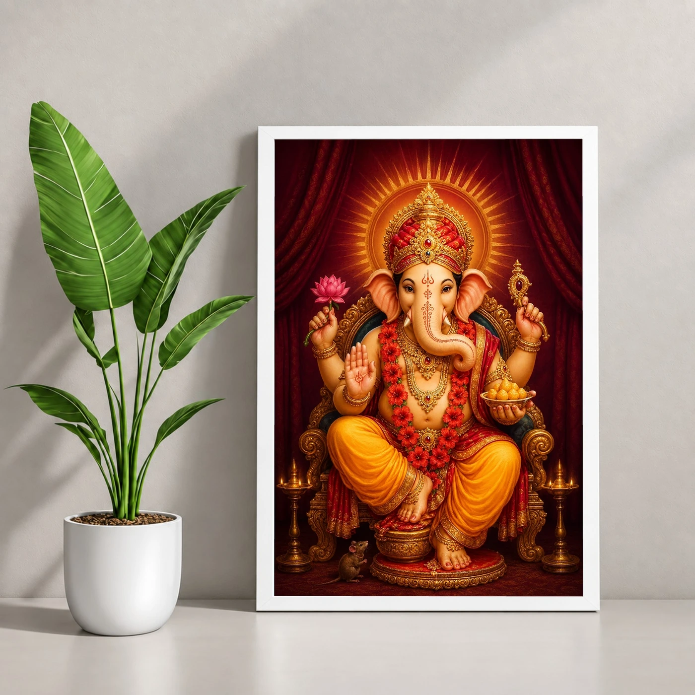 Ganpati Bappa — Royal Red Turban Festival Frame, view 4