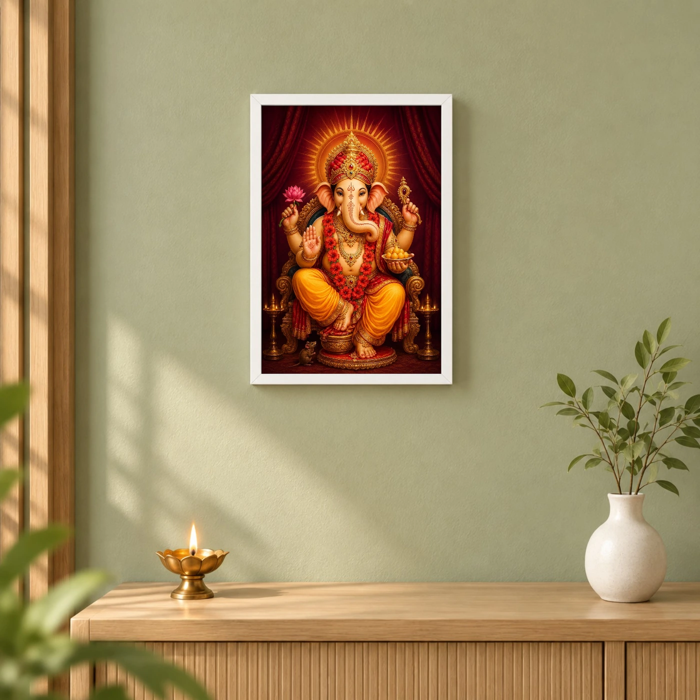 Ganpati Bappa — Royal Red Turban Festival Frame, view 6