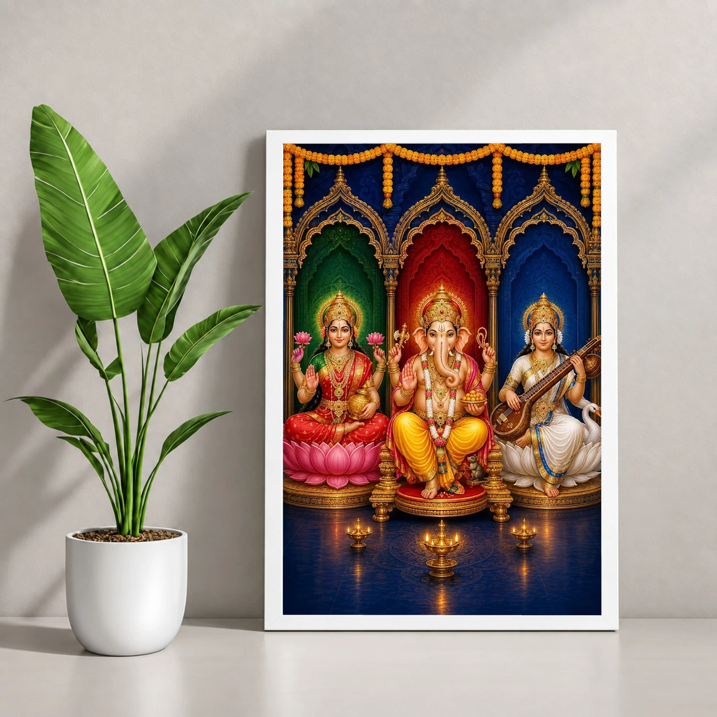 Ganpati Lakshmi Saraswati — Triple Prosperity Frame, view 4