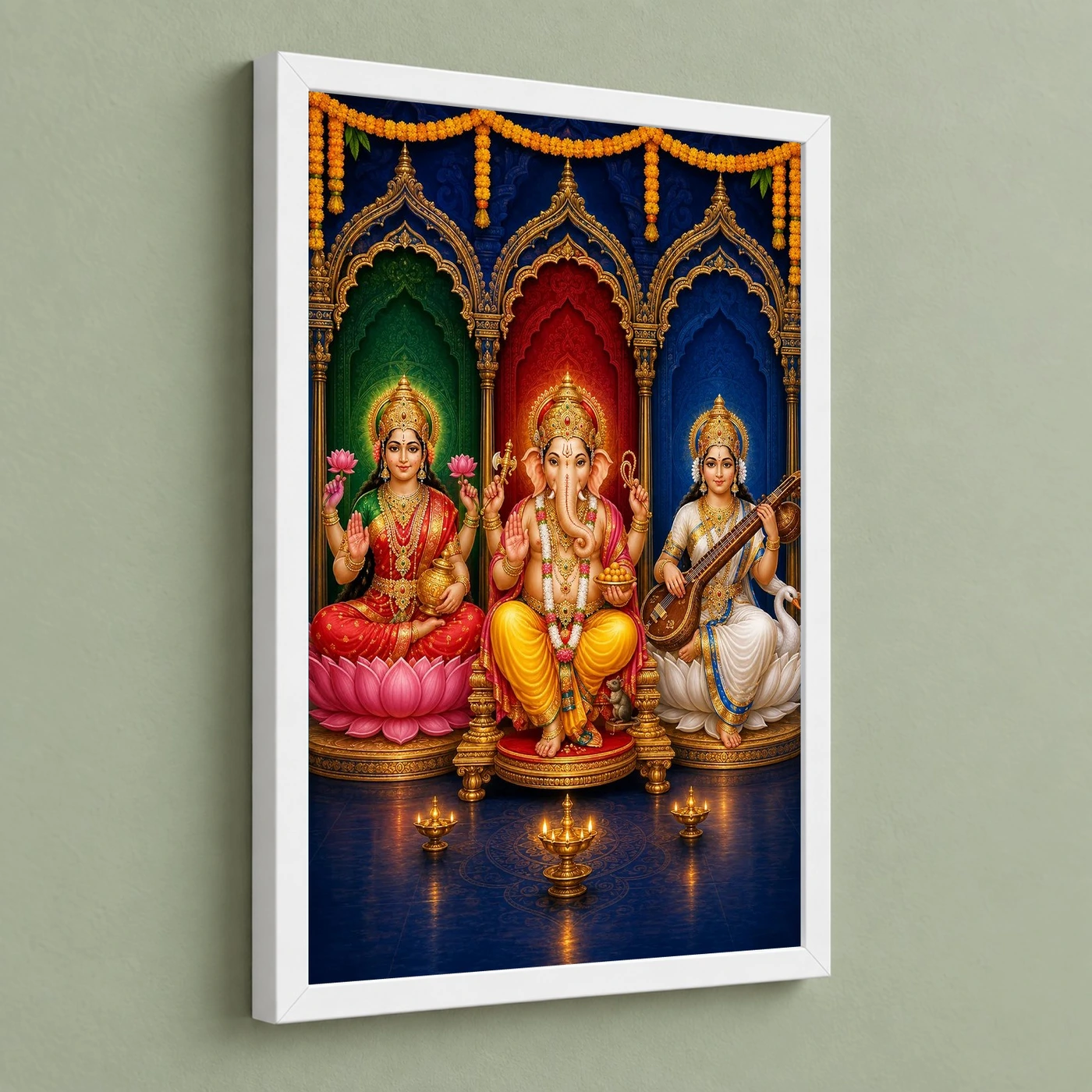 Ganpati Lakshmi Saraswati — Triple Prosperity Frame, view 5
