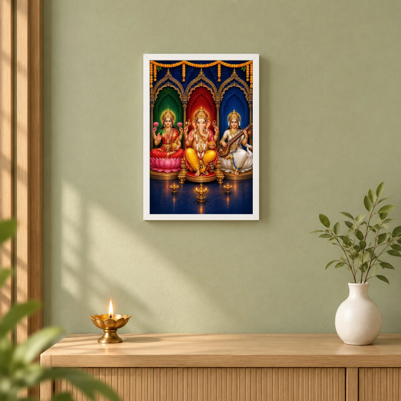 Ganpati Lakshmi Saraswati — Triple Prosperity Frame, view 6