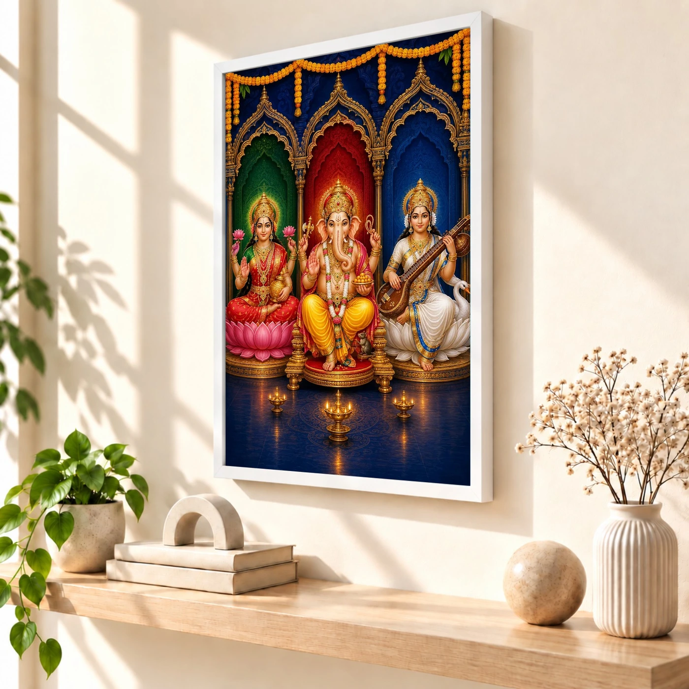 Ganpati Lakshmi Saraswati — Triple Prosperity Frame, view 7