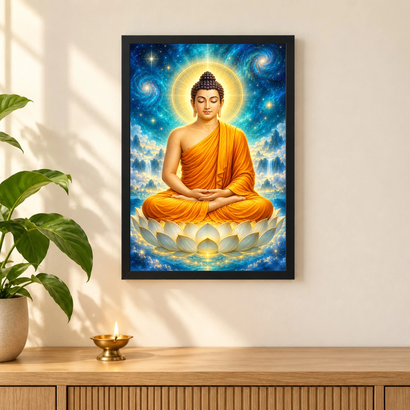 Gautam Buddha Cosmic Celestial Aura Photo Frame, view 3