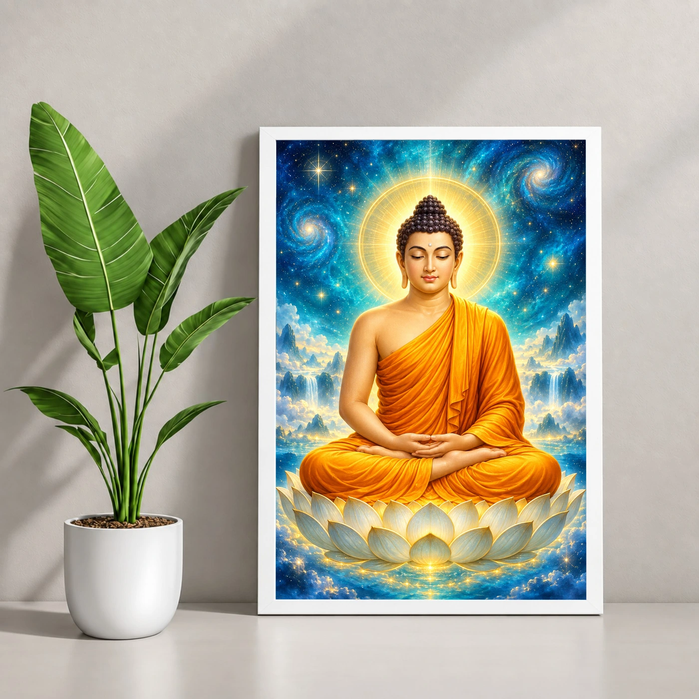 Gautam Buddha Cosmic Celestial Aura Photo Frame, view 4