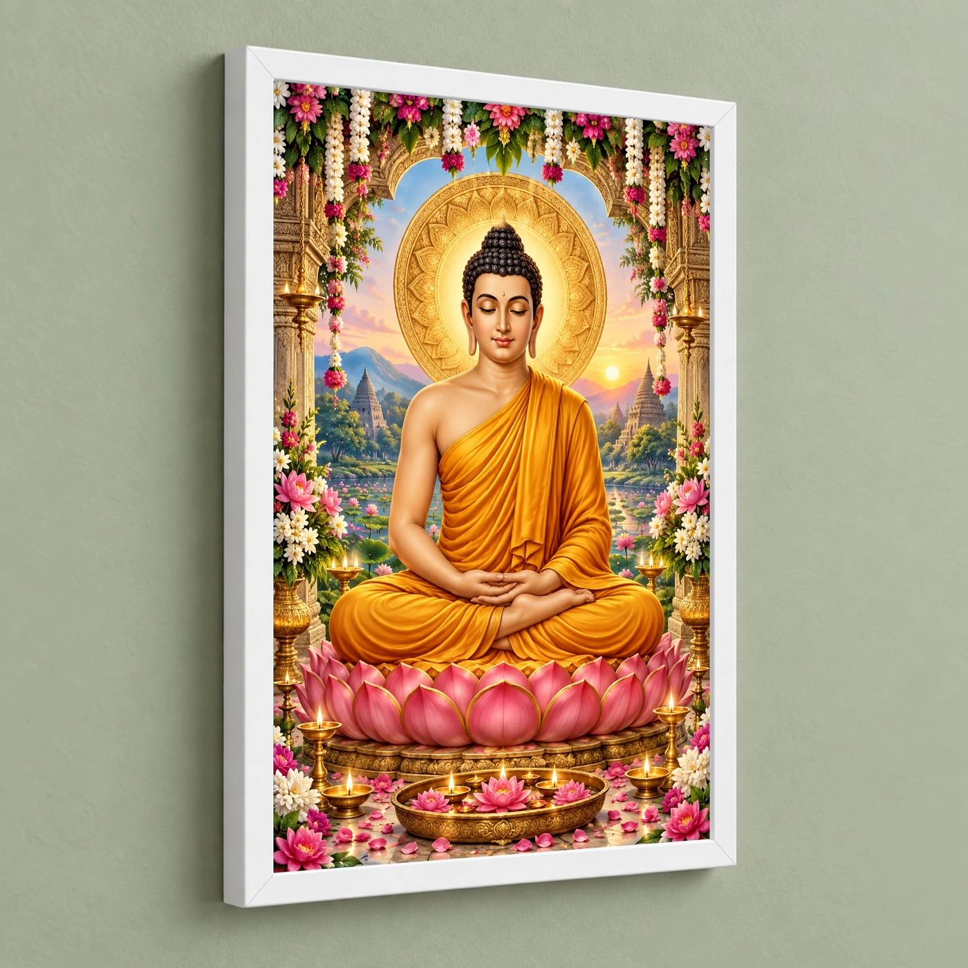 Gautam Buddha Grand Festival Flower Decoration Photo Frame, view 5