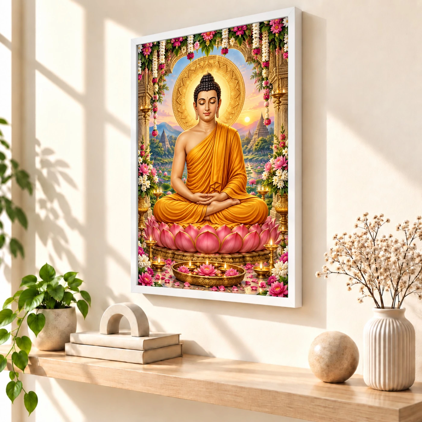 Gautam Buddha Grand Festival Flower Decoration Photo Frame, view 7