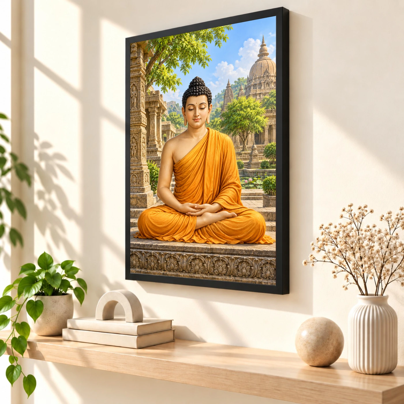 Gautam Buddha Heritage Temple Architecture Backdrop Photo Frame, view 2
