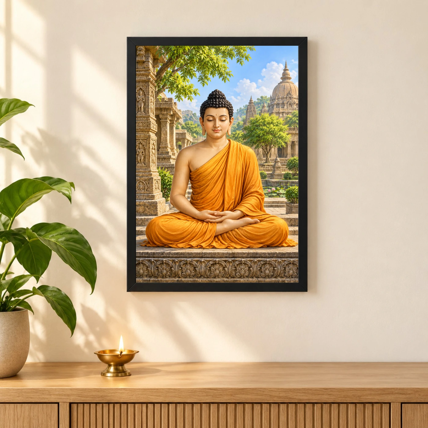 Gautam Buddha Heritage Temple Architecture Backdrop Photo Frame, view 3