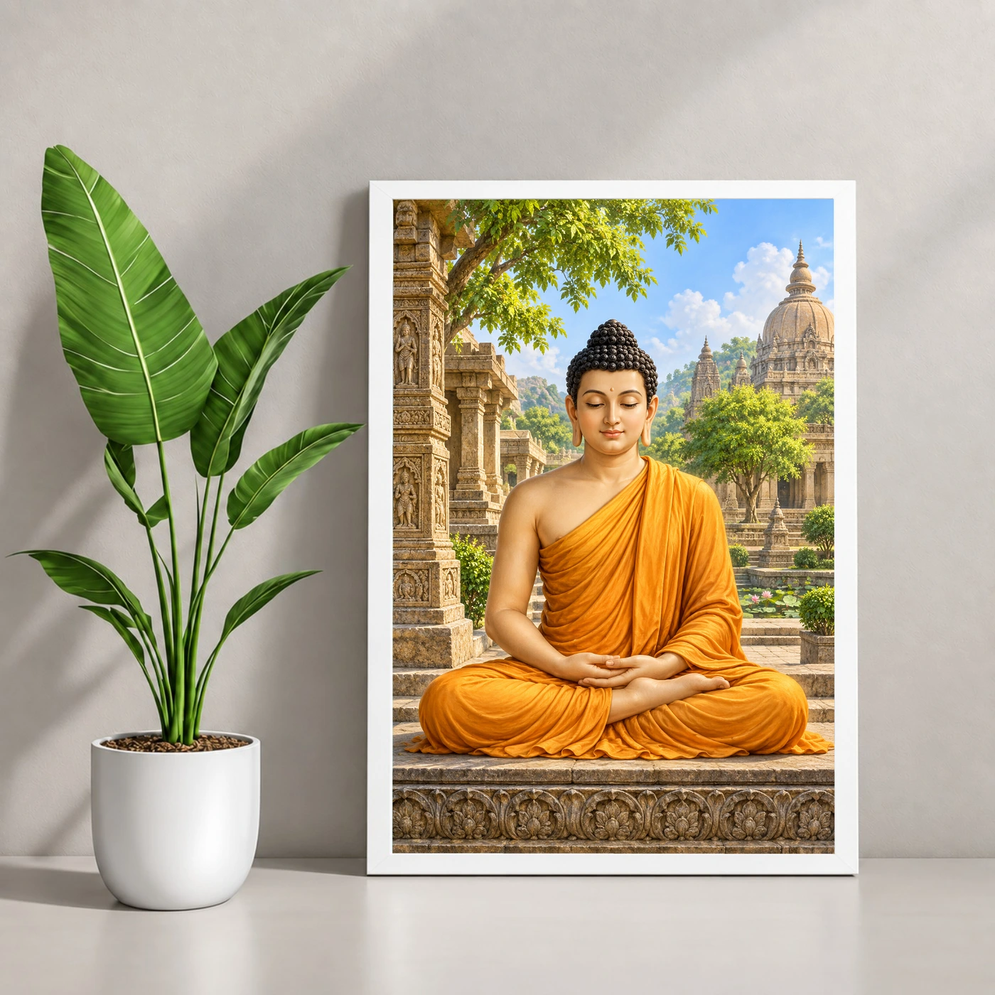 Gautam Buddha Heritage Temple Architecture Backdrop Photo Frame, view 4