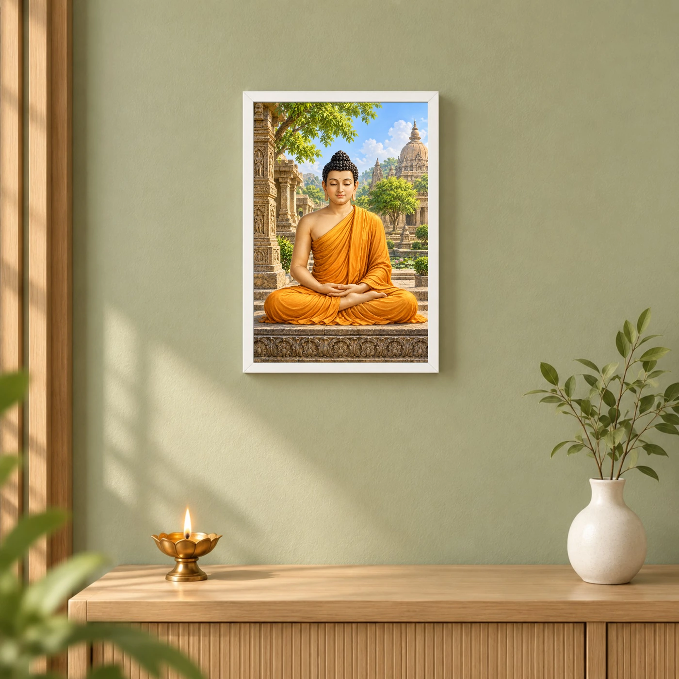 Gautam Buddha Heritage Temple Architecture Backdrop Photo Frame, view 6