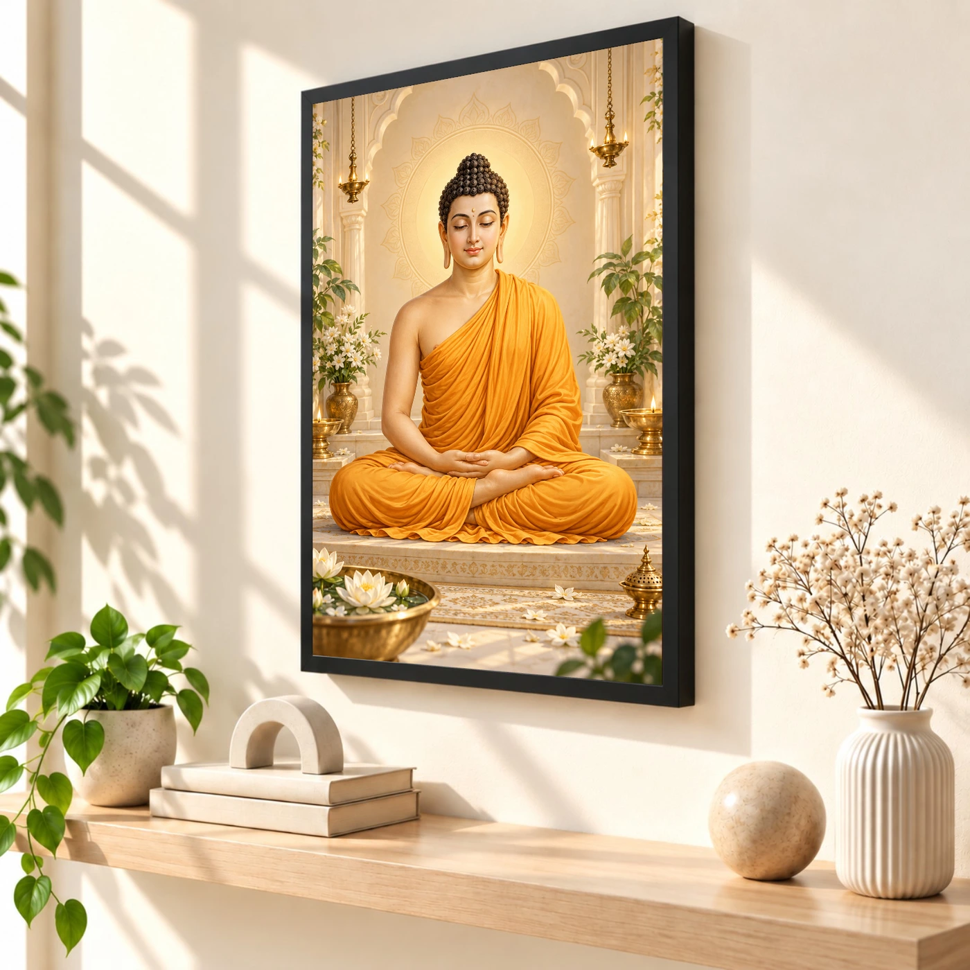 Gautam Buddha Peaceful Home Mandir Composition Photo Frame, view 2