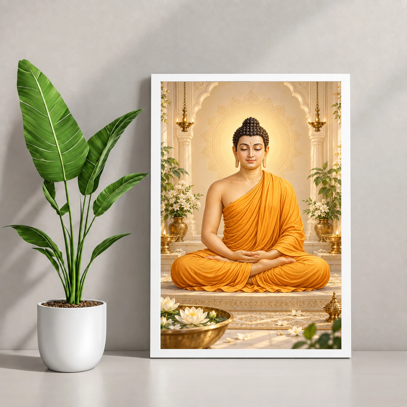 Gautam Buddha Peaceful Home Mandir Composition Photo Frame, view 4