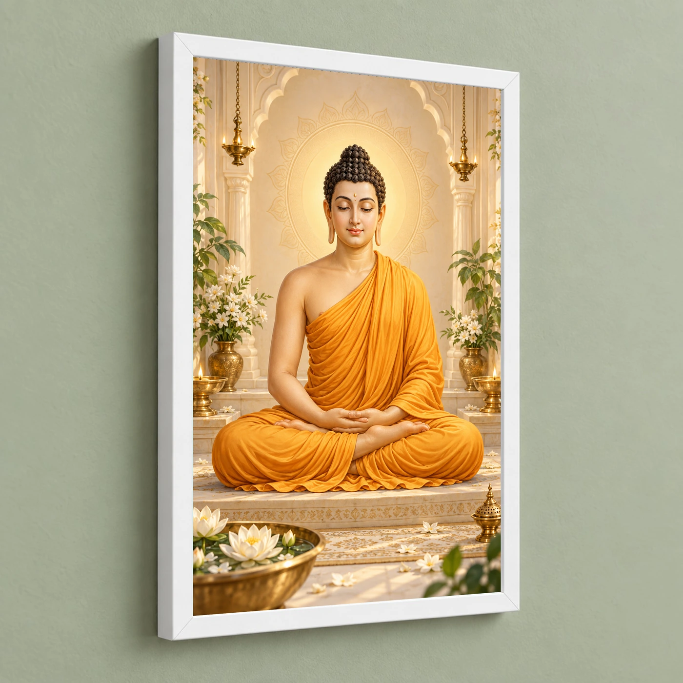 Gautam Buddha Peaceful Home Mandir Composition Photo Frame, view 5