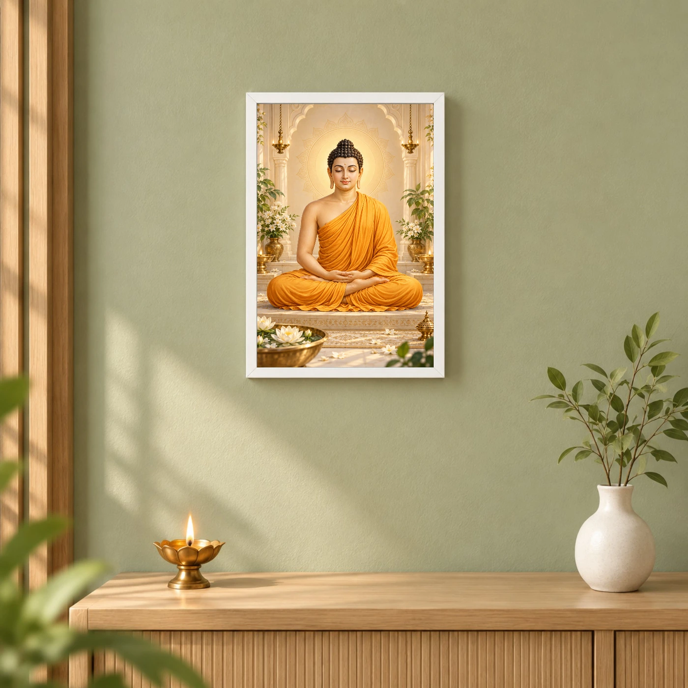 Gautam Buddha Peaceful Home Mandir Composition Photo Frame, view 6