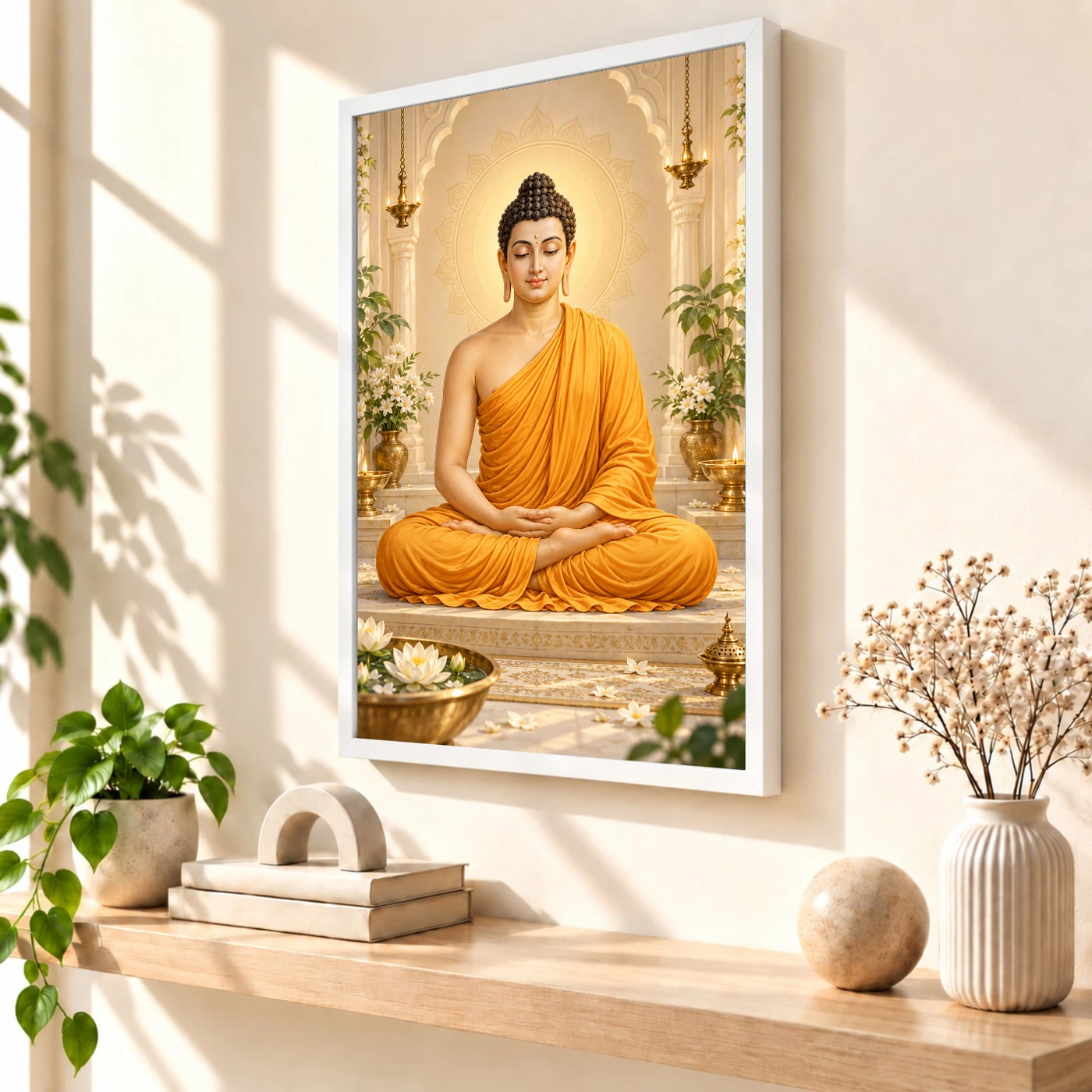 Gautam Buddha Peaceful Home Mandir Composition Photo Frame, view 7
