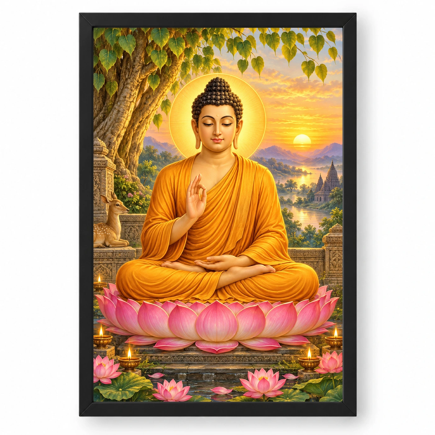 Gautam Buddha Serene Sunrise Blessing Photo Frame