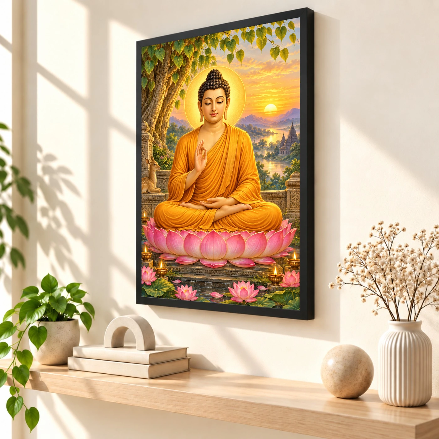 Gautam Buddha Serene Sunrise Blessing Photo Frame, view 2