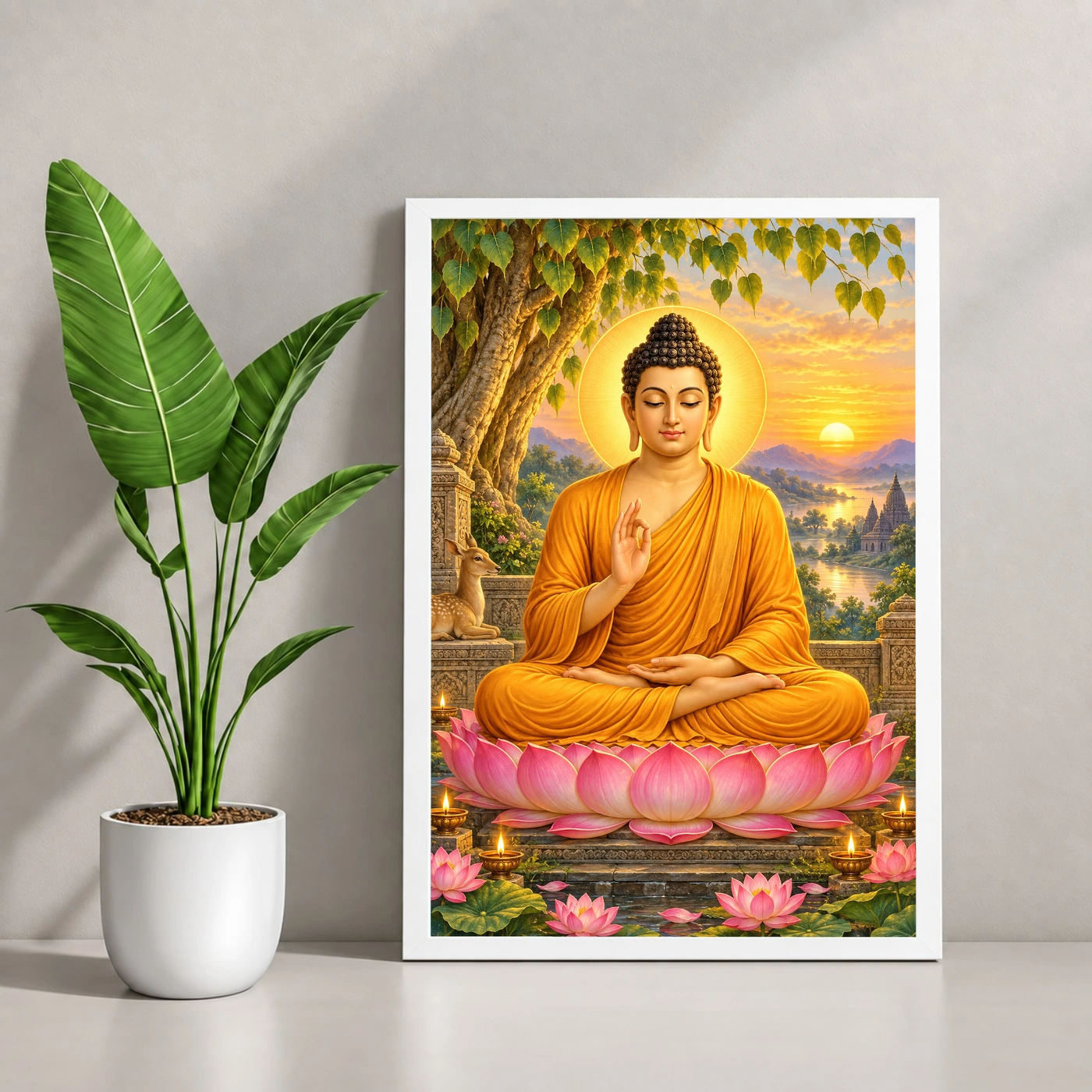 Gautam Buddha Serene Sunrise Blessing Photo Frame, view 4