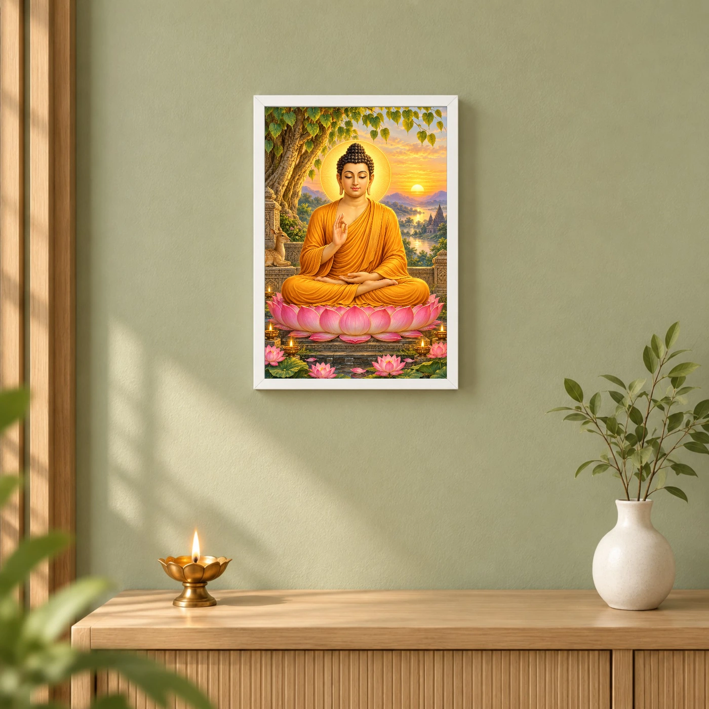 Gautam Buddha Serene Sunrise Blessing Photo Frame, view 6
