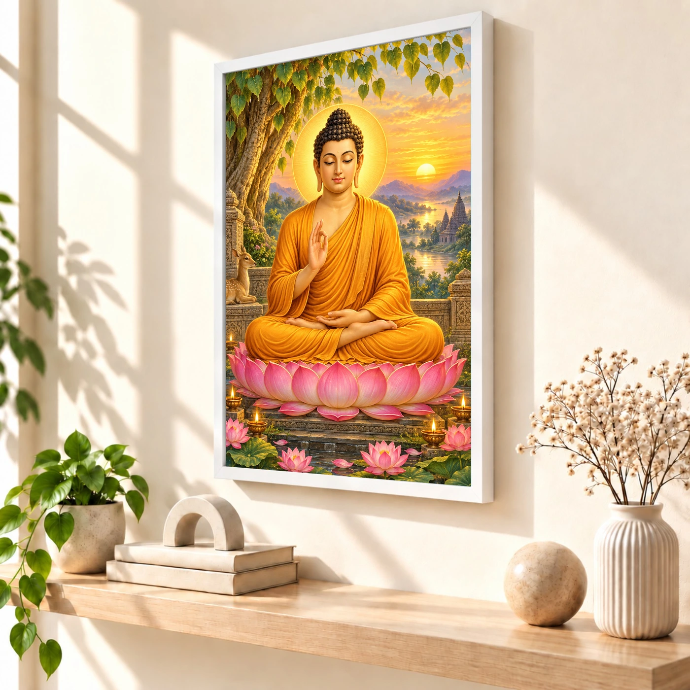 Gautam Buddha Serene Sunrise Blessing Photo Frame, view 7