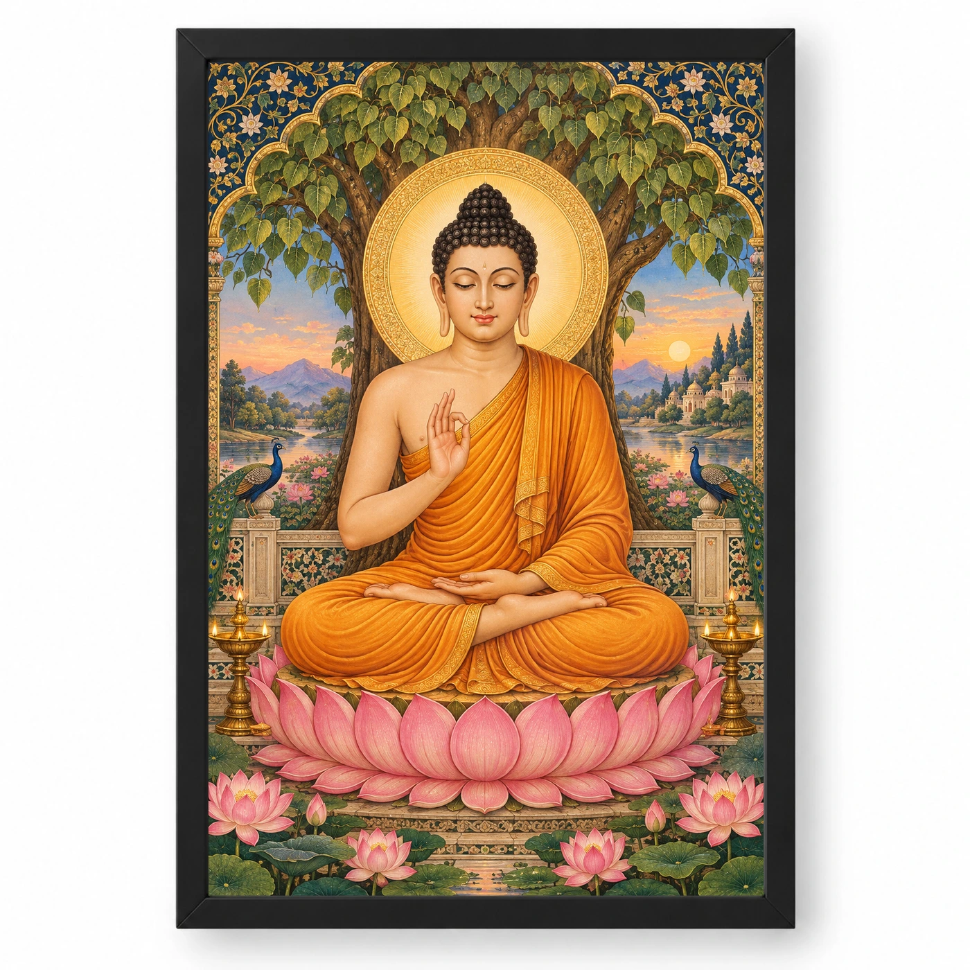 Gautam Buddha Traditional Indian Miniature-Inspired Devotional Art Photo Frame