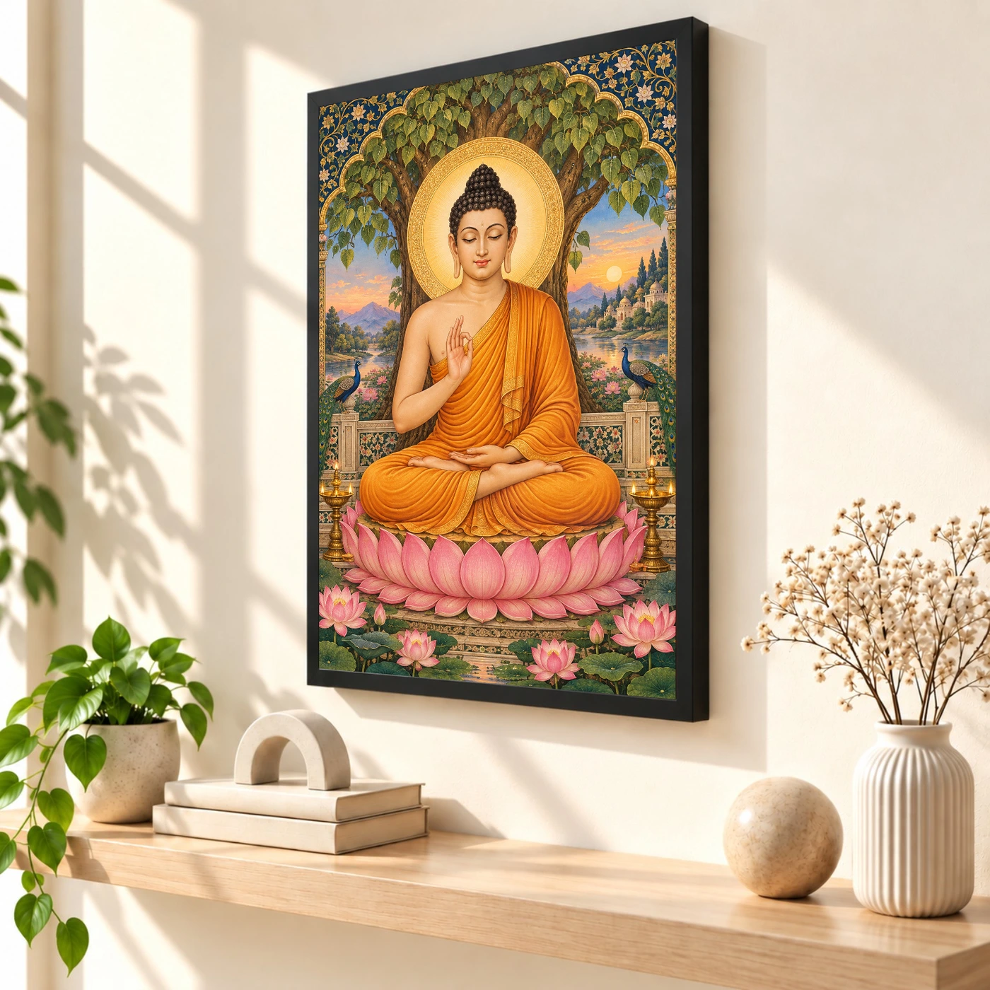 Gautam Buddha Traditional Indian Miniature-Inspired Devotional Art Photo Frame, view 2