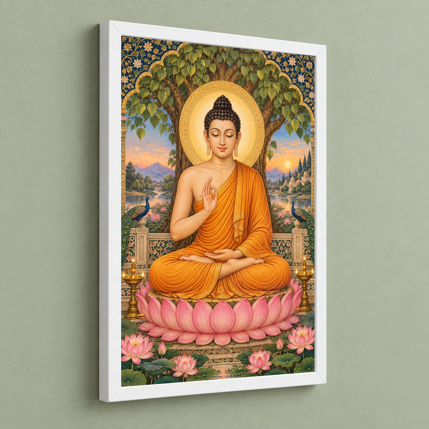 Gautam Buddha Traditional Indian Miniature-Inspired Devotional Art Photo Frame, view 5