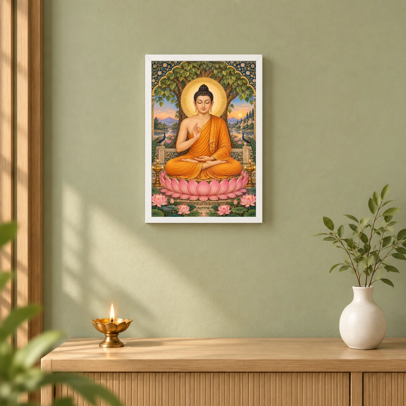 Gautam Buddha Traditional Indian Miniature-Inspired Devotional Art Photo Frame, view 6