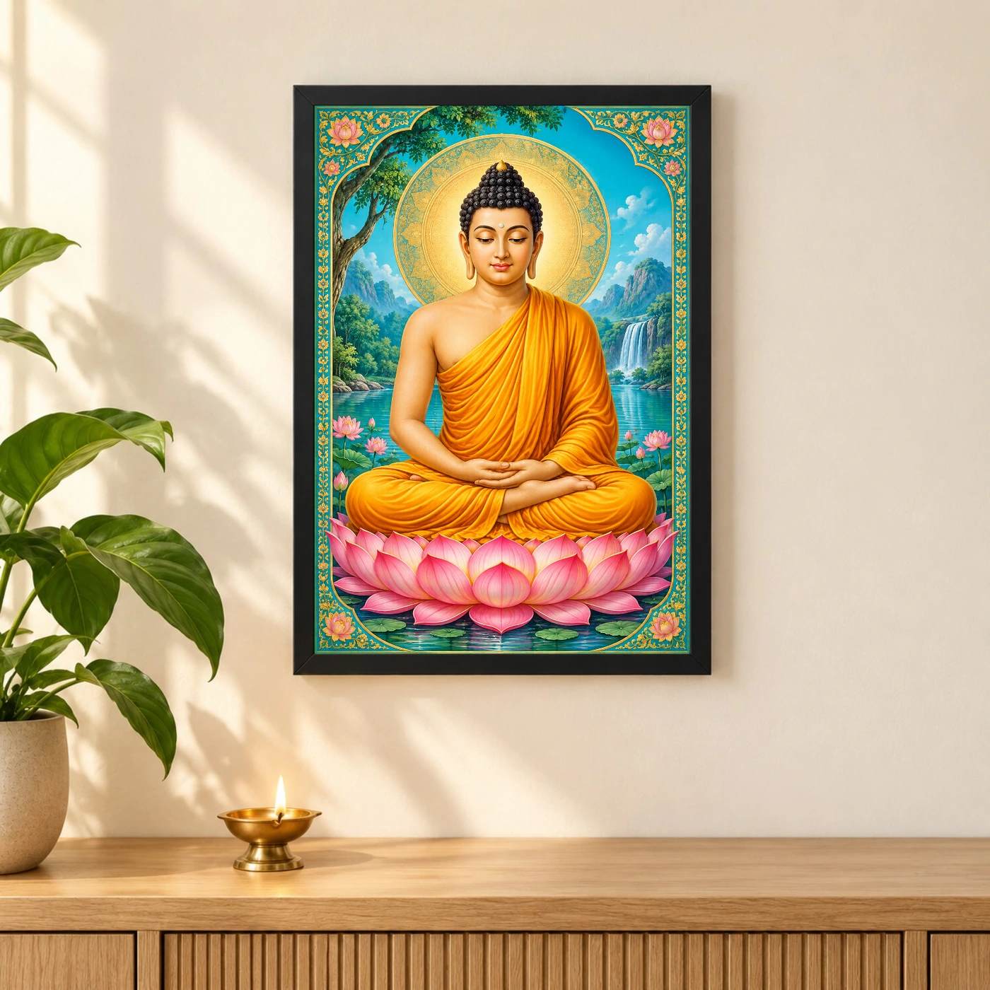 Gautam Buddha Vivid Premium Spiritual Poster Art Photo Frame, view 3
