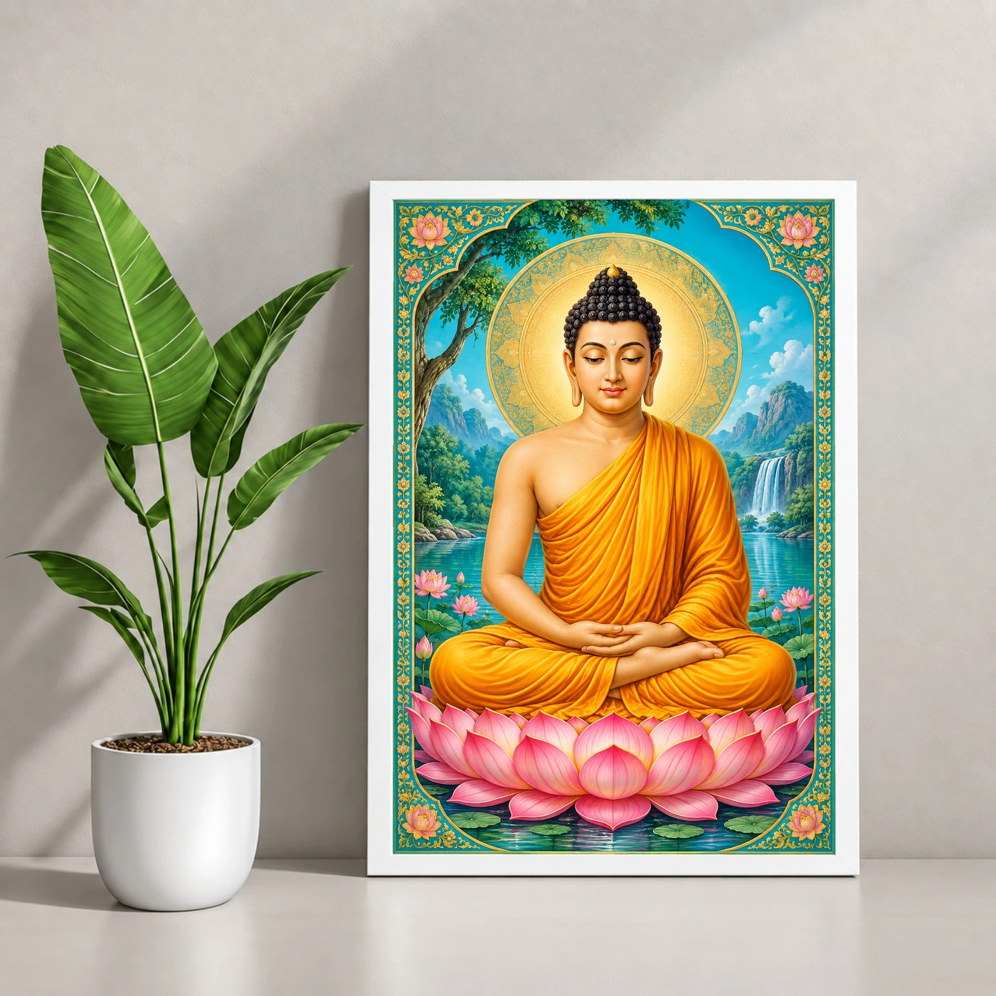 Gautam Buddha Vivid Premium Spiritual Poster Art Photo Frame, view 4
