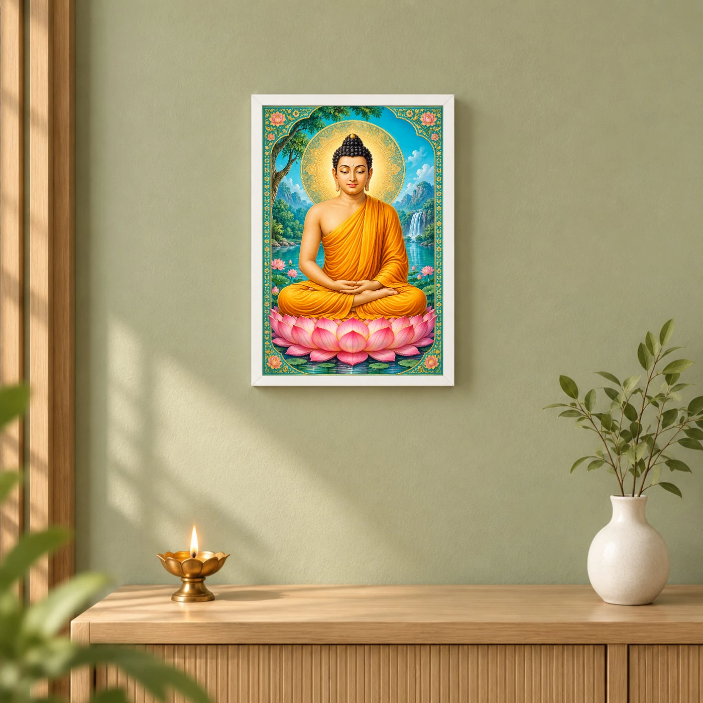 Gautam Buddha Vivid Premium Spiritual Poster Art Photo Frame, view 6