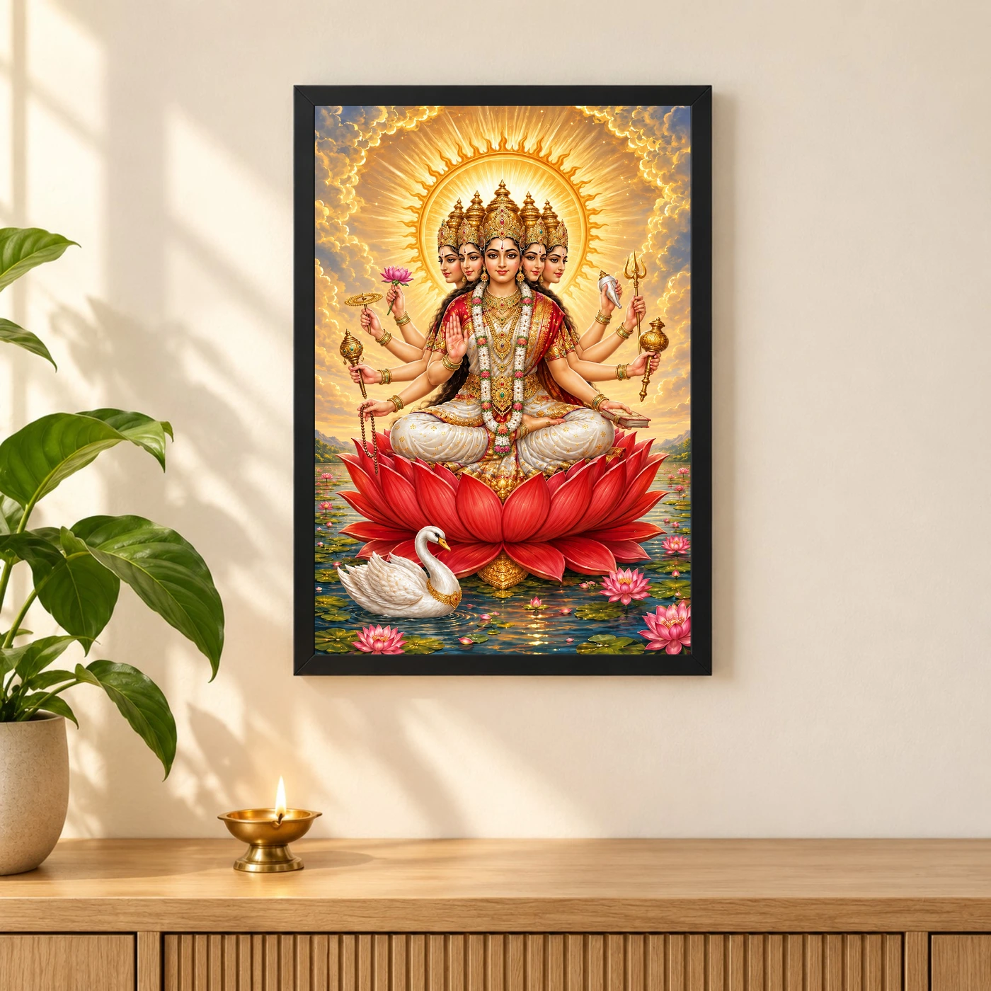 Gayatri Devi Five-Faced Solar Lotus Photo Frame, view 3