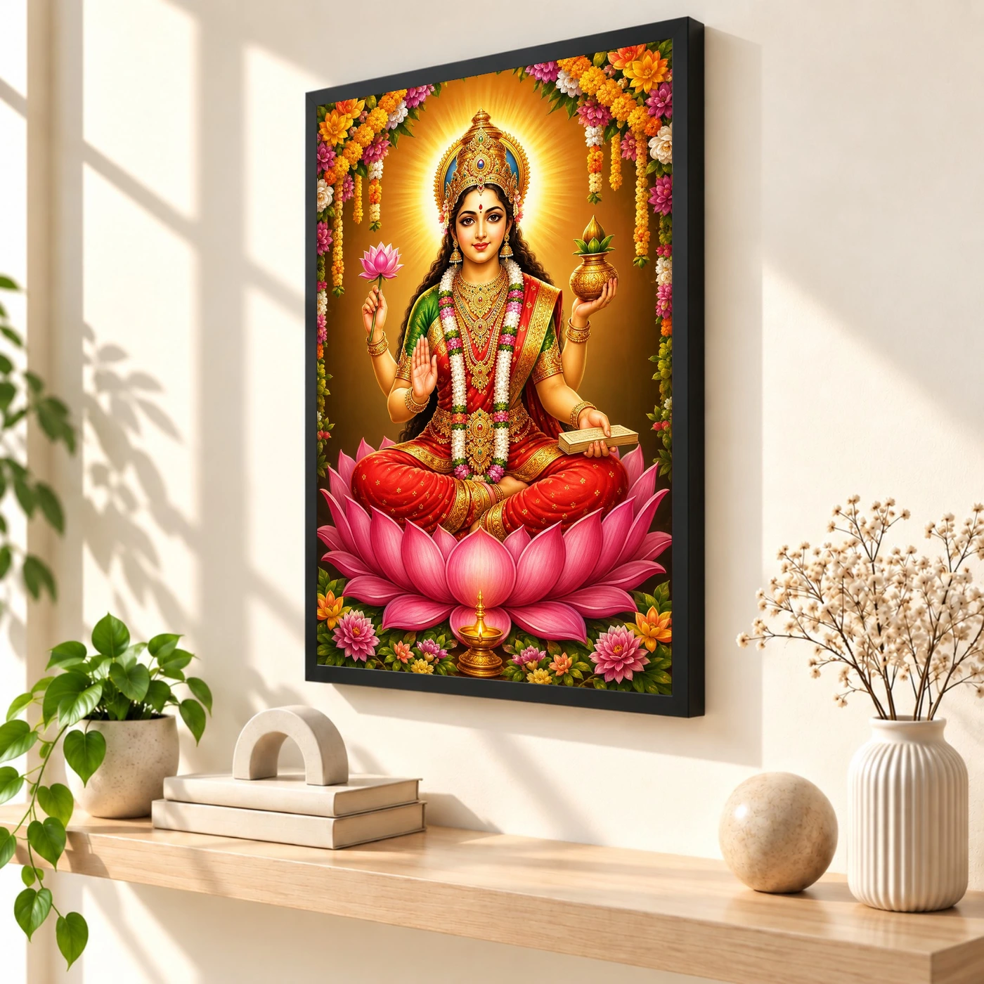 Gayatri Devi Grand Festival Flower Decoration Photo Frame, view 2