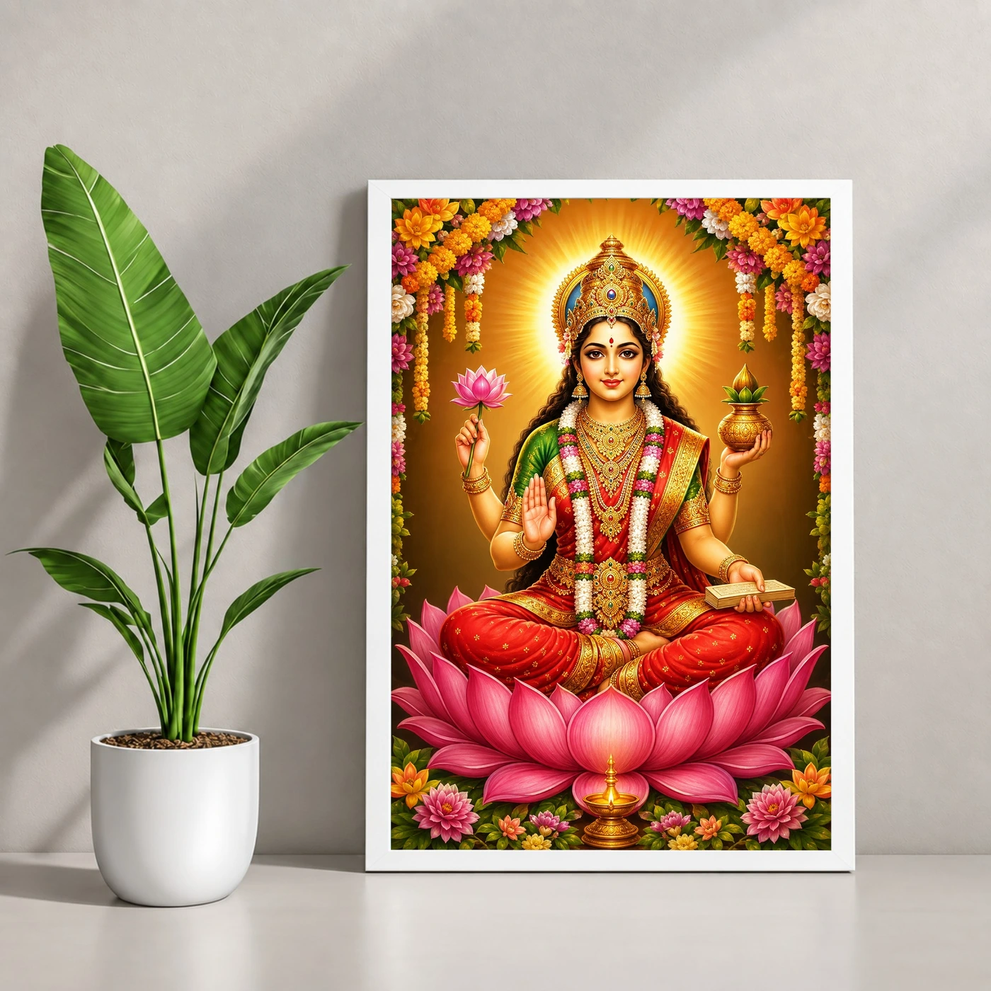 Gayatri Devi Grand Festival Flower Decoration Photo Frame, view 4