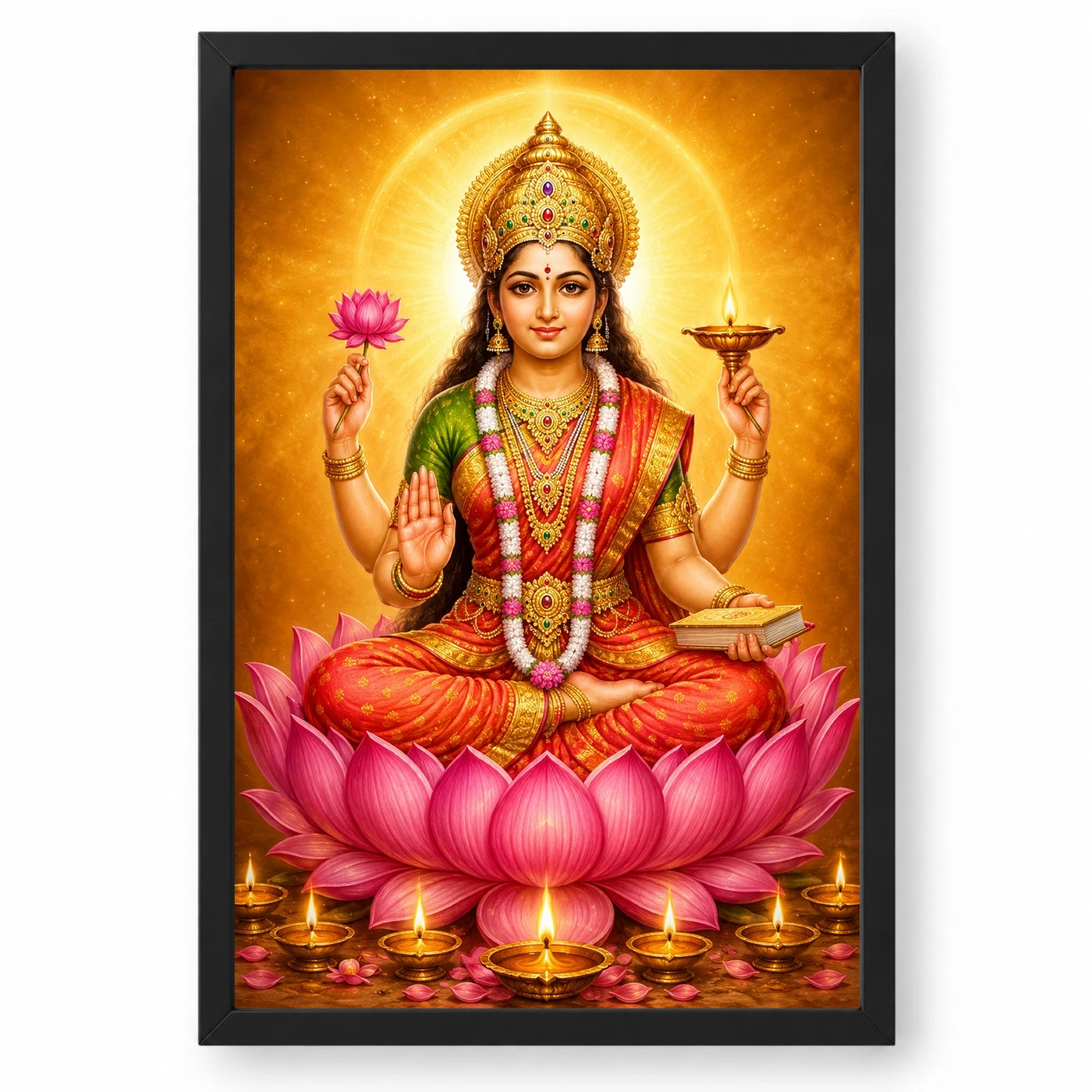 Gayatri Devi Lotus And Diya Radiance Photo Frame