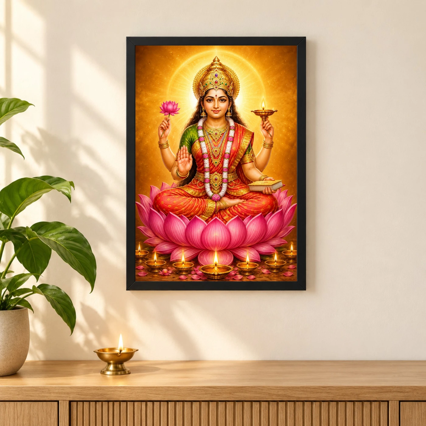 Gayatri Devi Lotus And Diya Radiance Photo Frame, view 3