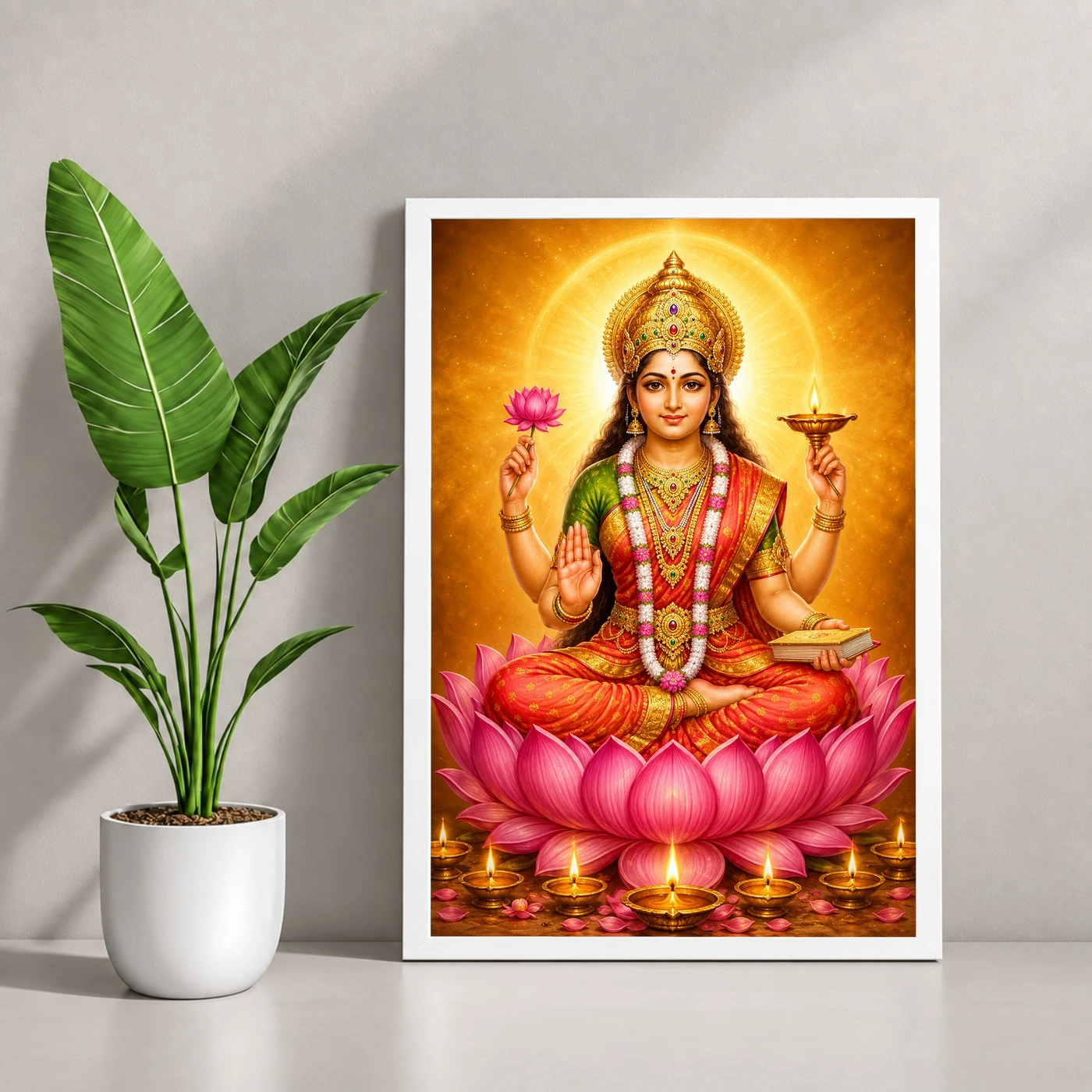 Gayatri Devi Lotus And Diya Radiance Photo Frame, view 4