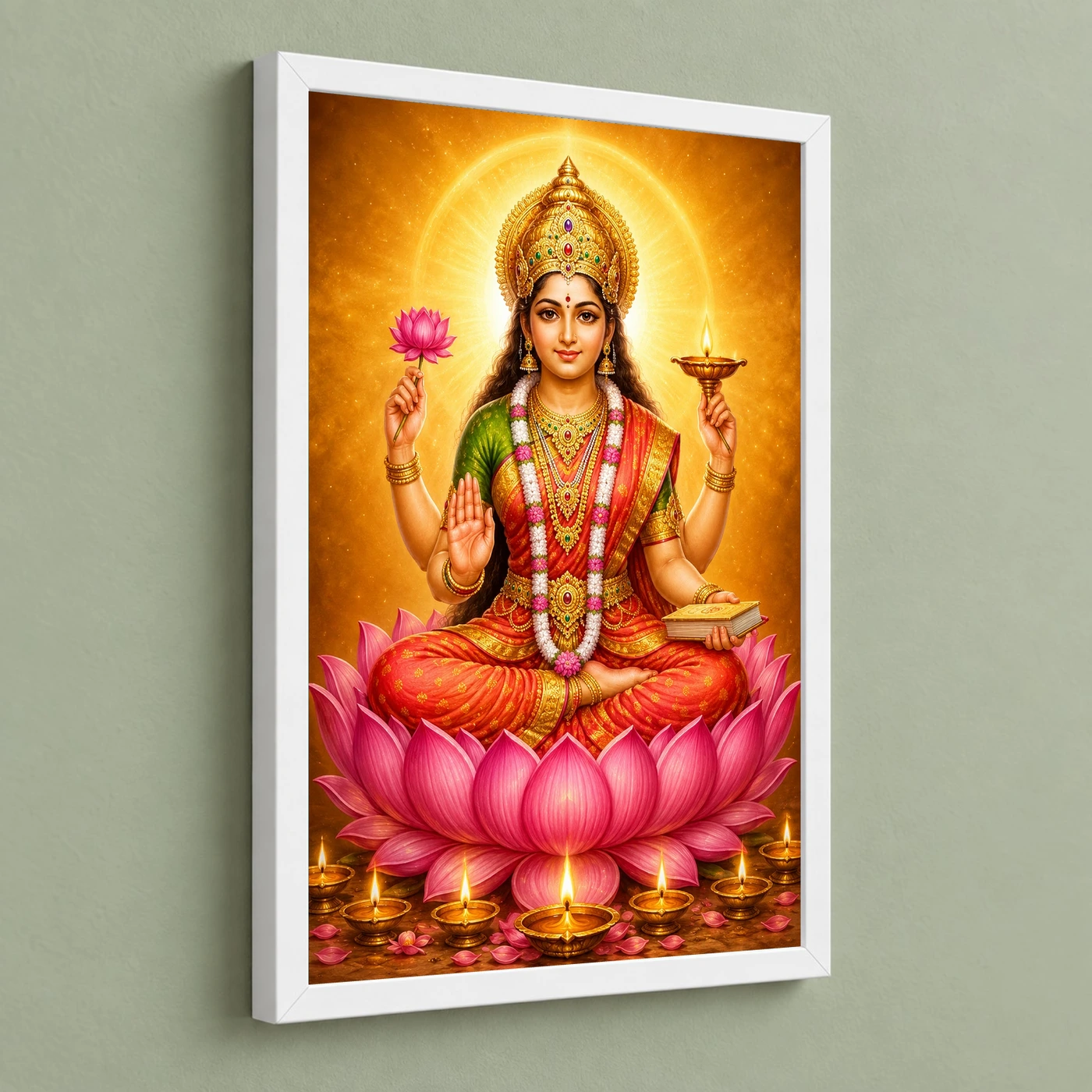 Gayatri Devi Lotus And Diya Radiance Photo Frame, view 5