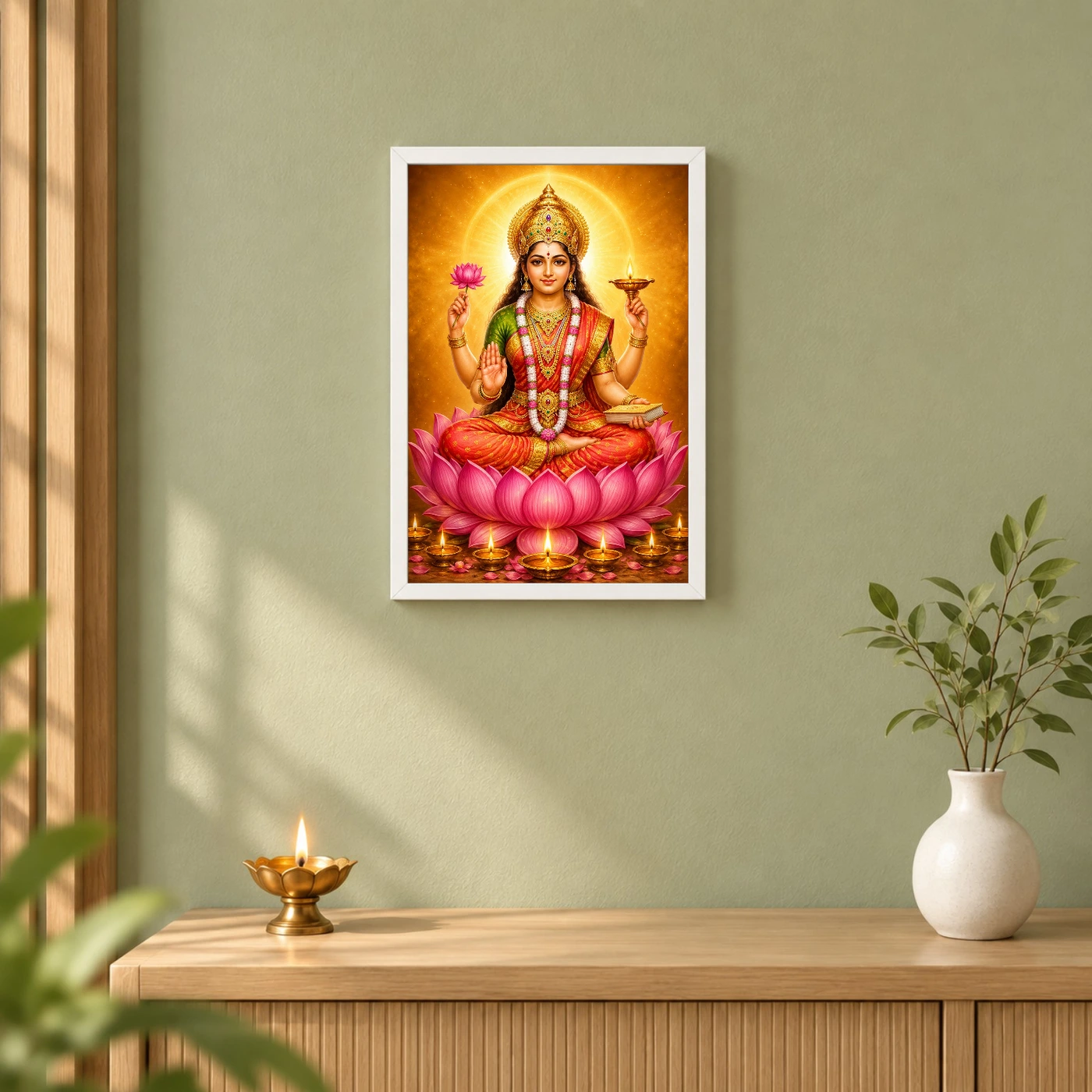 Gayatri Devi Lotus And Diya Radiance Photo Frame, view 6