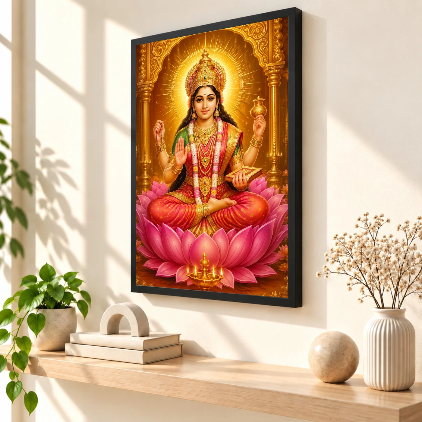Gayatri Devi Ornate Golden Temple Darshan Photo Frame, view 2