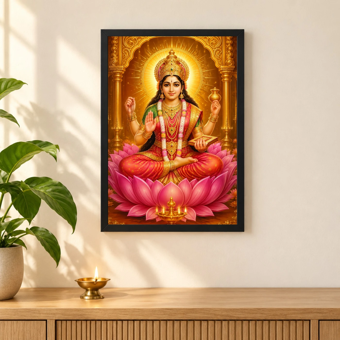 Gayatri Devi Ornate Golden Temple Darshan Photo Frame, view 3