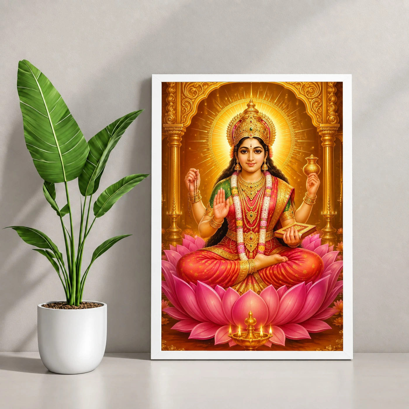 Gayatri Devi Ornate Golden Temple Darshan Photo Frame, view 4