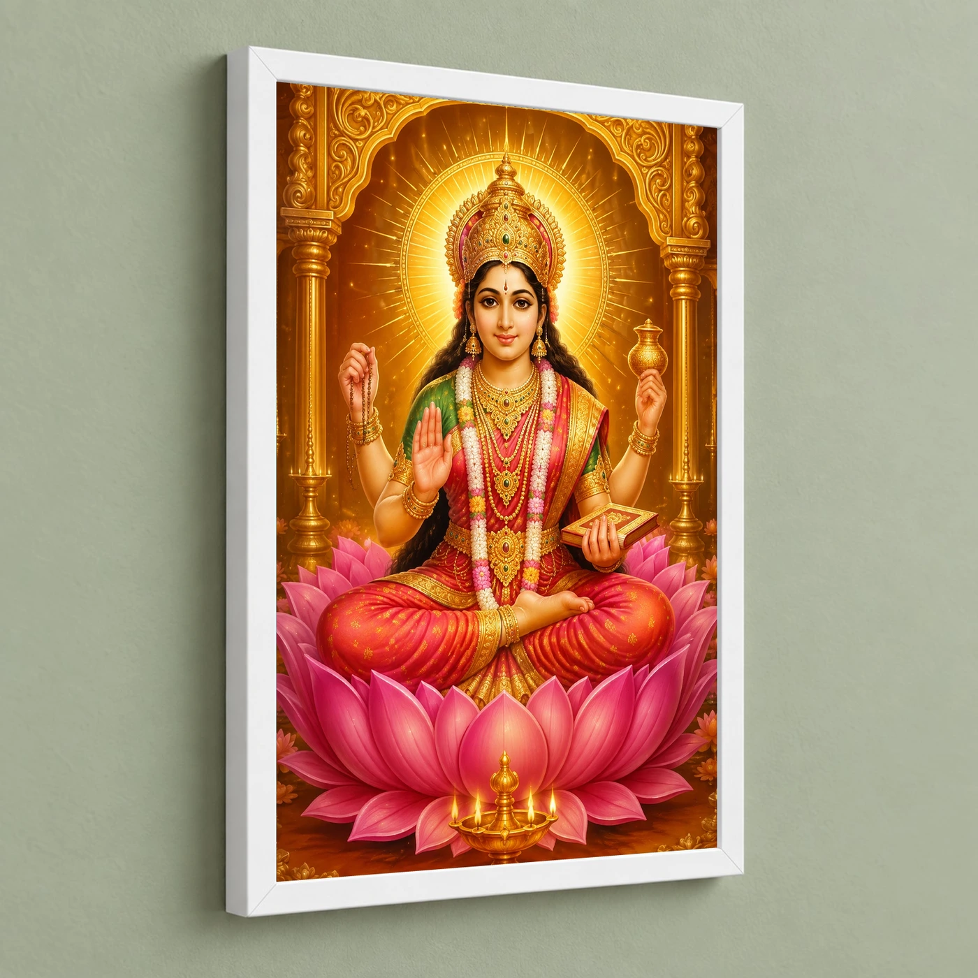 Gayatri Devi Ornate Golden Temple Darshan Photo Frame, view 5