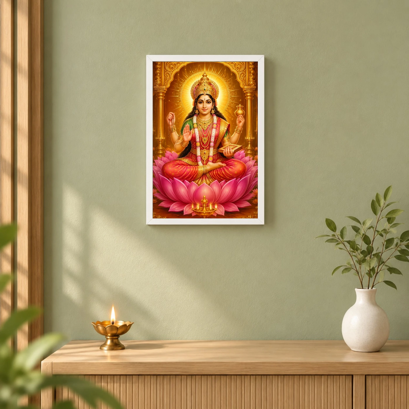 Gayatri Devi Ornate Golden Temple Darshan Photo Frame, view 6