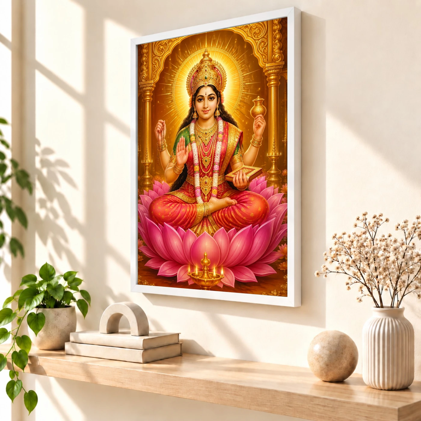 Gayatri Devi Ornate Golden Temple Darshan Photo Frame, view 7