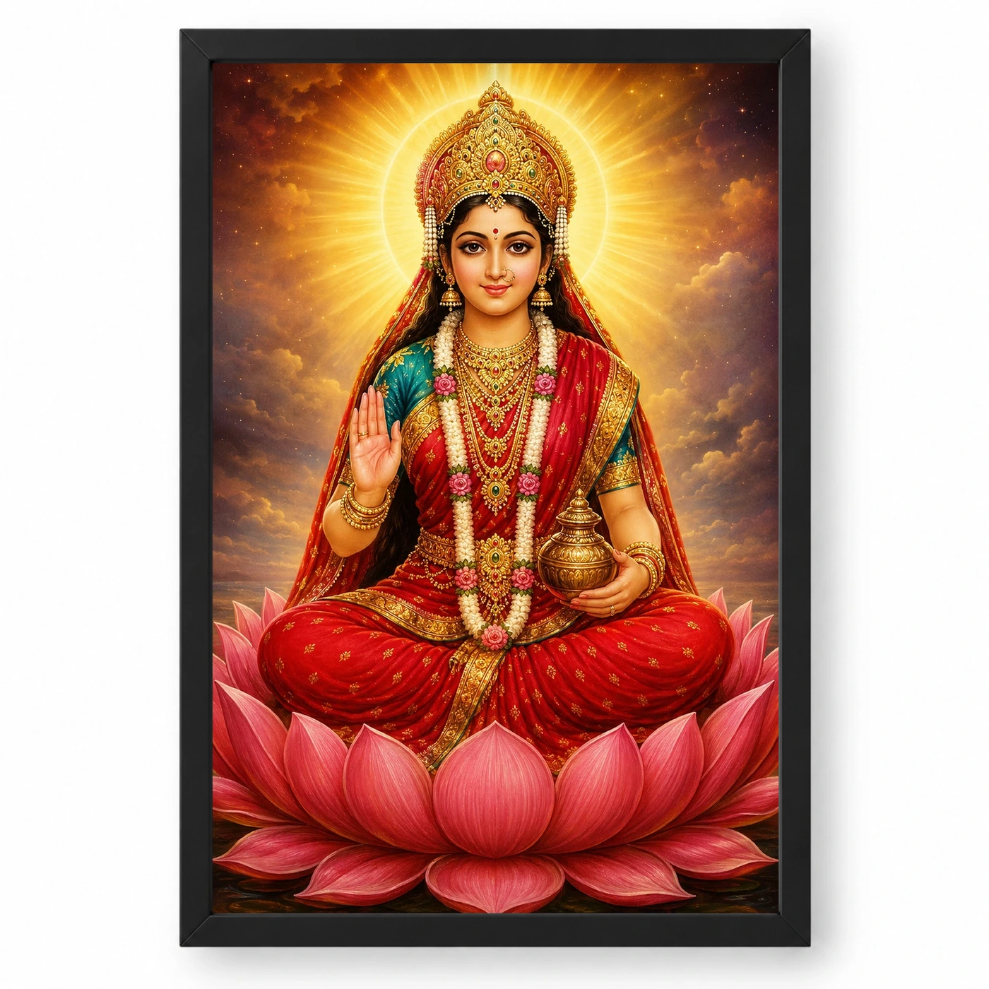 Gayatri Devi Peaceful Home Mandir Composition Photo Frame