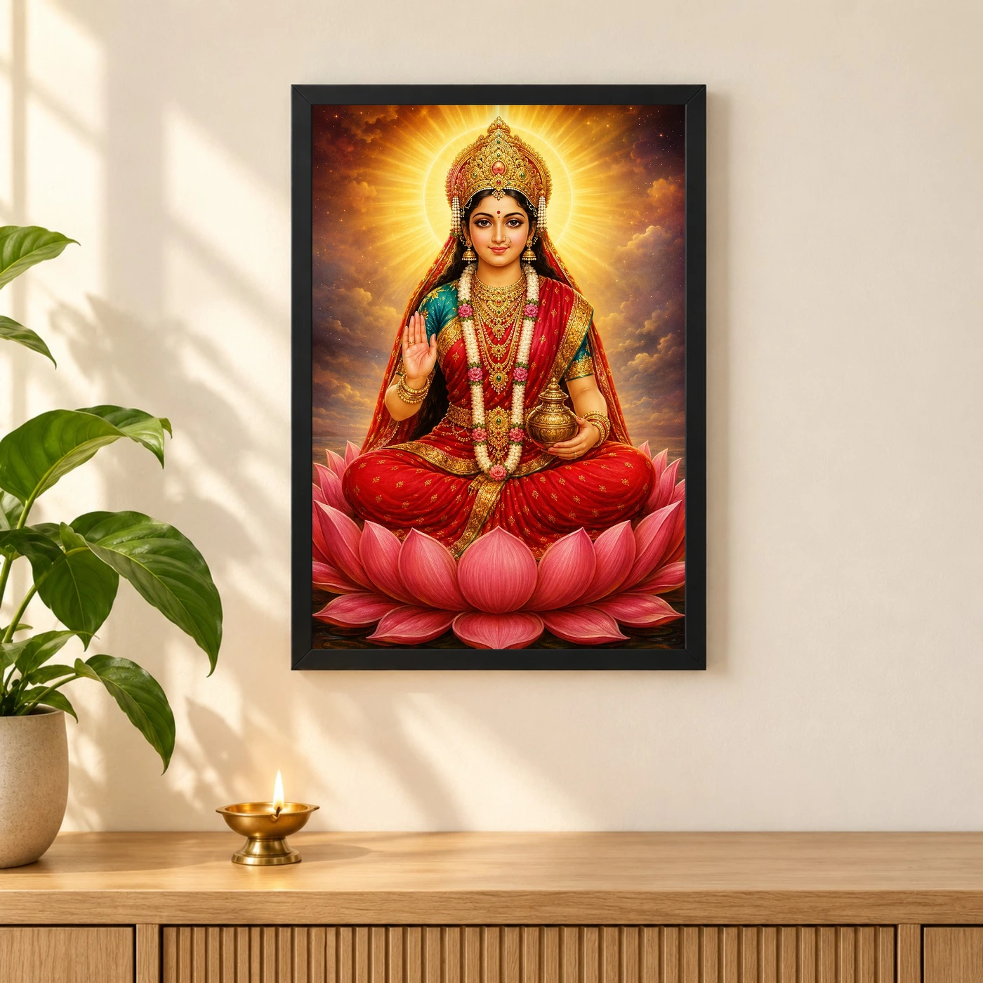 Gayatri Devi Peaceful Home Mandir Composition Photo Frame, view 3